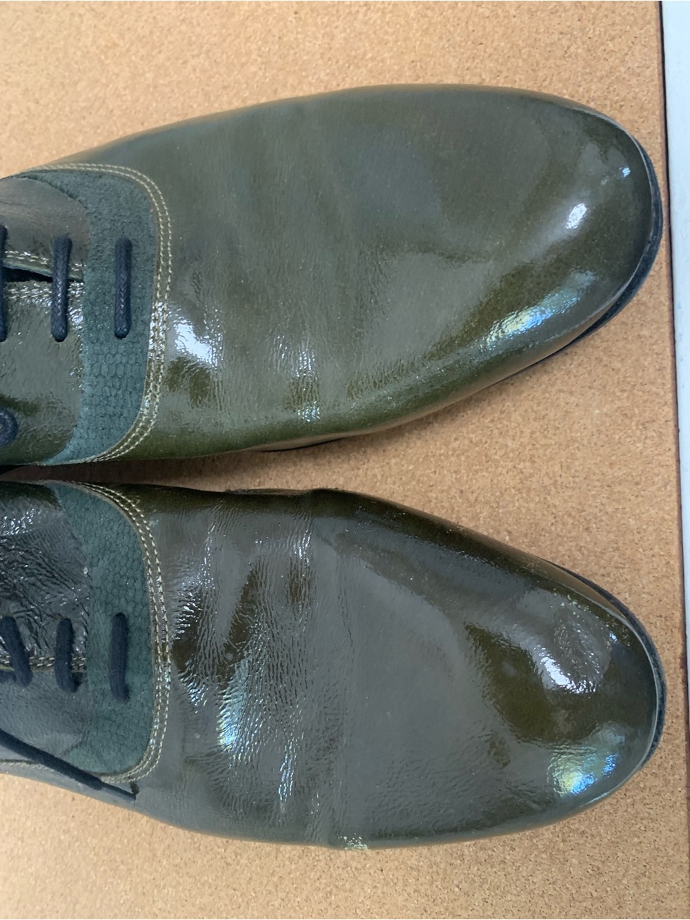 Vintage The Generic Man Men's Olive Green Leather Lace-Up Dress Shoes Sz. 44.5 - Picture 3 of 8